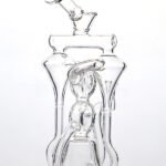 Intricate glass bong with clear recycler design