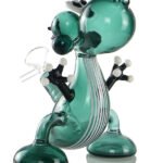 Hand-blown dinosaur glass bong with monster-style body and smooth draw