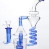Blue Spiral Recycler Glass Dab Rig