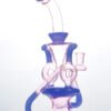 Pink and blue Dual Uptake Klein Recycler Glass Bong featuring a dual recycler water filtration system