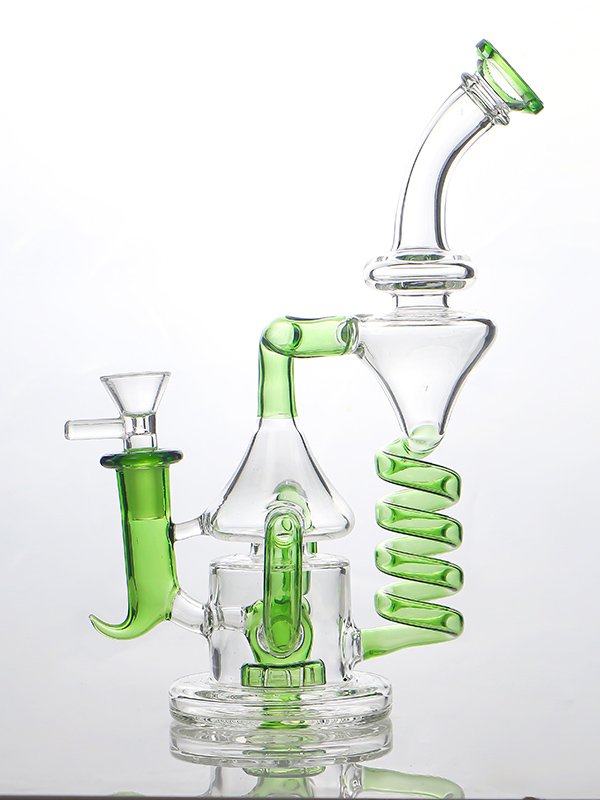 Green Spiral Recycler Glass Dab Rig