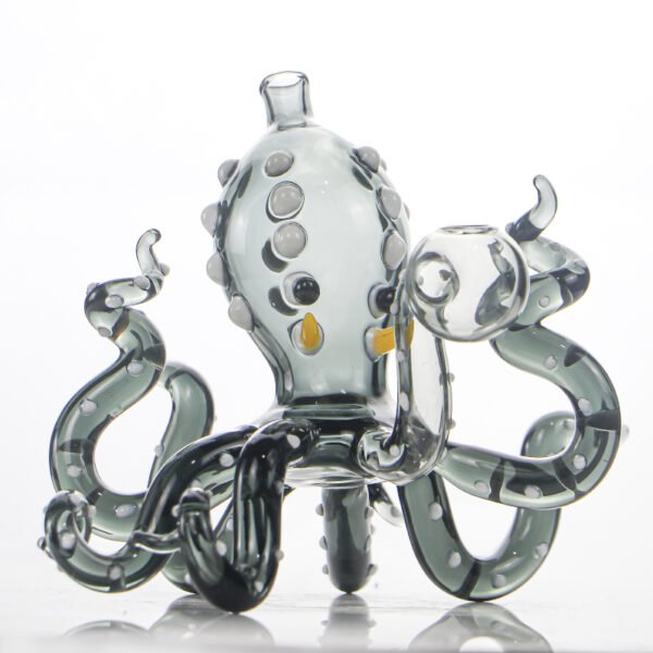 Hand blown octopus glass bong side view