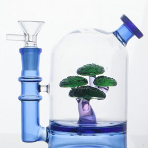 Handcrafted bonsai tree glass bong with artistic landscape design and premium borosilicate glass