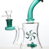 Windmill Perc Glass Bong with Thick Borosilicate Glass and Green Accents