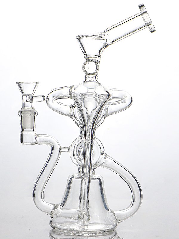 600x800-2 Premium Recycler Glass Bong – Artistic Multi-Chamber Borosilicate Water Bong