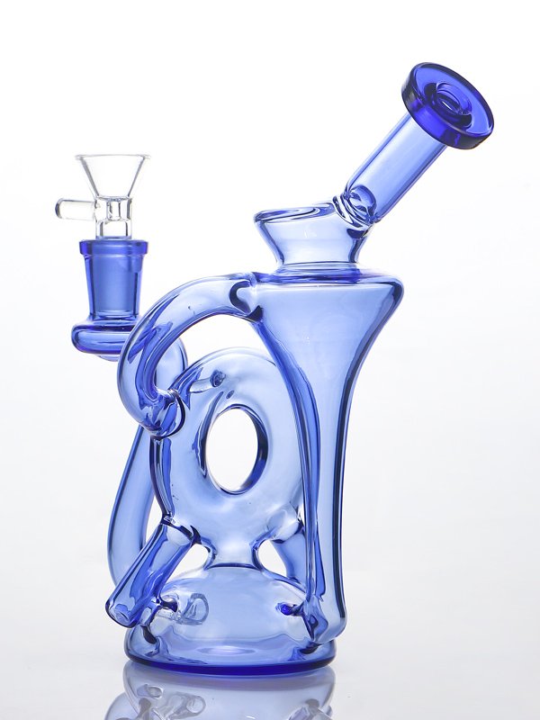 600x800-2 Blue Recycler Glass Bong – Premium Water Filtration Borosilicate Glass Bong