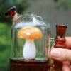 Amber Mushroom Glass Bong – Handcrafted Scenic Borosilicate Water Bong