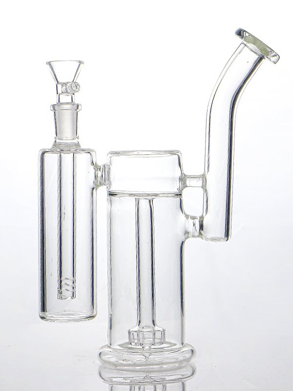 Premium dual chamber glass bong with double water filtration and borosilicate glass construction