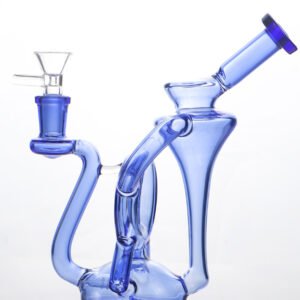 Blue recycler glass bong with premium borosilicate glass and advanced water filtration