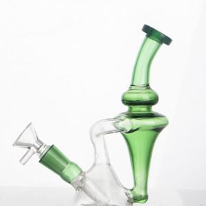 Beginner recycler glass bong with green borosilicate glass and water filtration