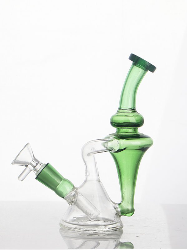 600x800-4 Beginner recycler glass bong with green borosilicate glass and water filtration