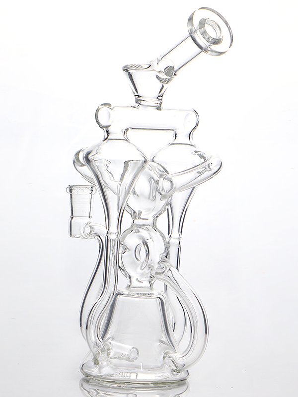 600x800-5 Premium Recycler Glass Bong – Artistic Multi-Chamber Borosilicate Water Bong