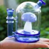 Amber Mushroom Glass Bong – Handcrafted Scenic Borosilicate Water Bong