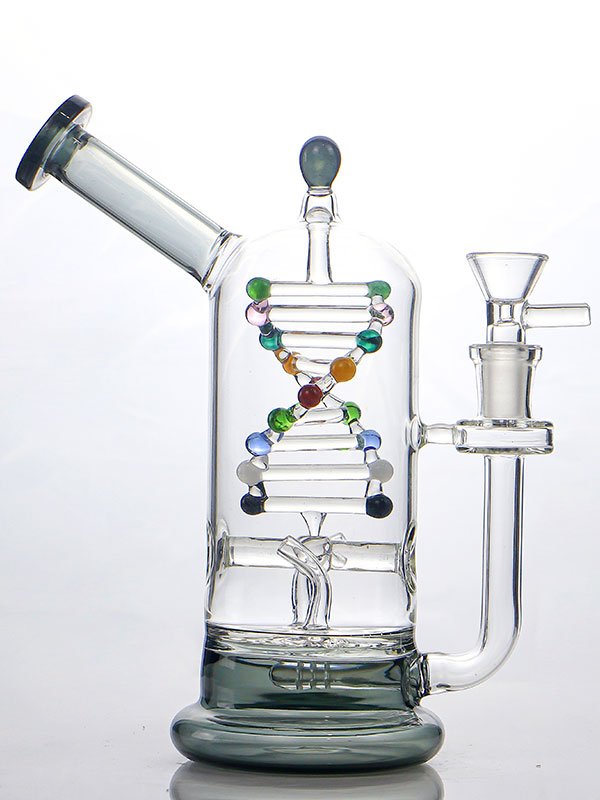 600x800-5 10" DNA Helix Glass Bong – Scientific Borosilicate Water Pipe with 14mm Bowl
