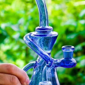 Blue vortex recycler glass bong with whirlpool water filtration for beginners