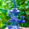 Blue Vortex Recycler Glass Bong – Compact Water Filtration Bong for Beginners