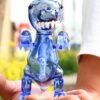 Handmade Blue T-Rex Glass Bong with Dinosaur Design and Borosilicate Glass