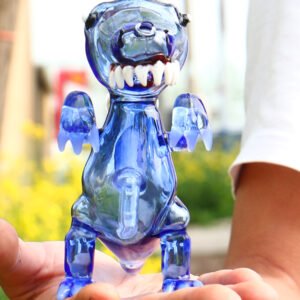 750x1000-1 Handmade Blue T-Rex Glass Bong with Dinosaur Design and Borosilicate Glass
