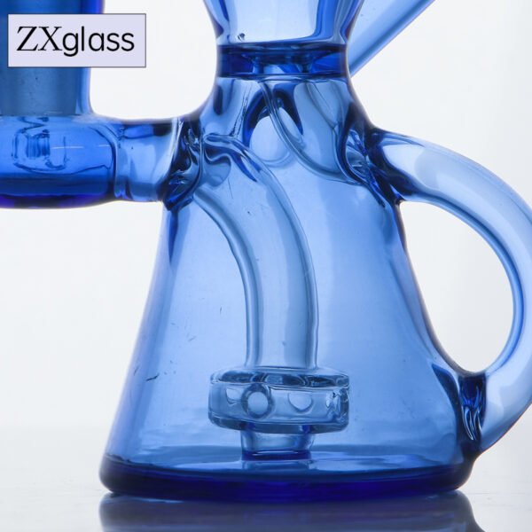Blue Vortex Recycler Glass Bong – Compact Water Filtration Bong for Beginners