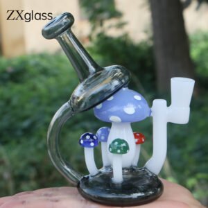 Handcrafted mushroom recycler glass bong with premium borosilicate glass and water filtration
