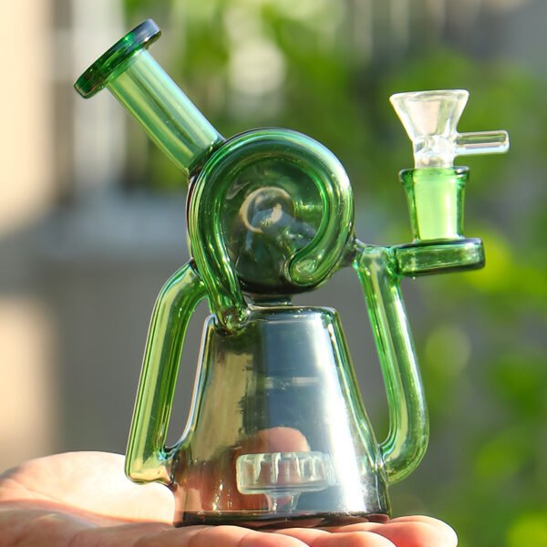 Premium green spiral recycler glass bong with advanced water filtration and borosilicate glass