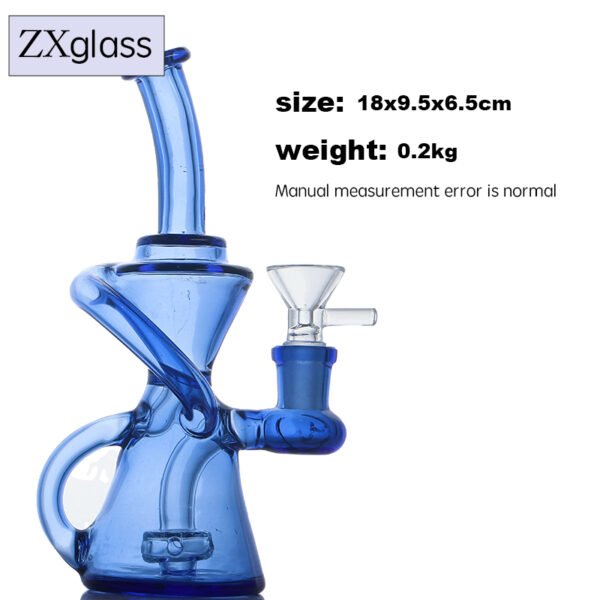 Blue Vortex Recycler Glass Bong – Compact Water Filtration Bong for Beginners