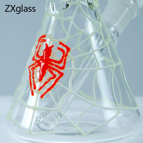 Glow-in-the-Dark Spider Web Glass Bong – Premium Halloween Beaker Bong