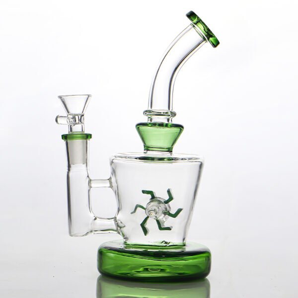 800x800-7 8.5" Blue Windmill Perc Glass Bong – Thick Borosilicate Water Pipe with 14mm Bowl