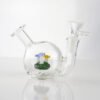 Mini mushroom glass bong with handcrafted scenic design and premium borosilicate glass