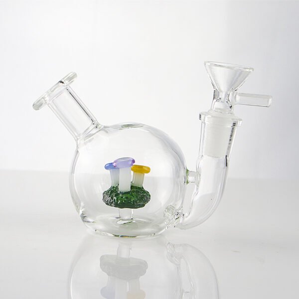 Mini mushroom glass bong with handcrafted scenic design and premium borosilicate glass